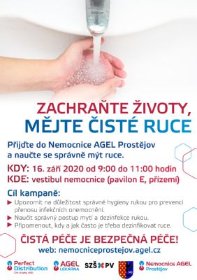 Nemocnice AGEL Prostějov ve středu  16. září připomene veřejnosti správnou hygienu rukou
